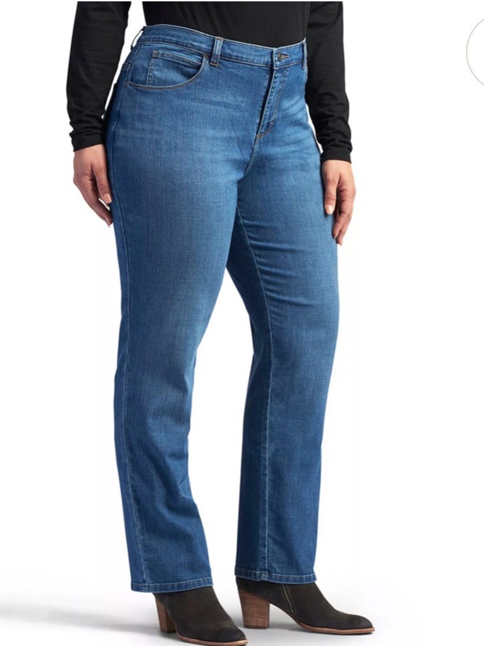 Lee Relaxed Fit Straight Leg Jeans - Meridian Blue Womens Plus Size 20W Petite